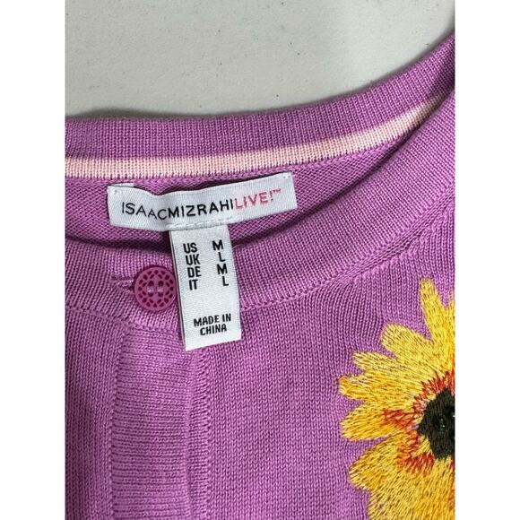 QVC Isaac Mizrahi Live! Floral Embroidered Cardigan Color Orchid Size M NWT - Picture 6 of 10